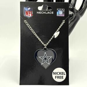 Silver NFL Dallas Cowboys Heart Necklace